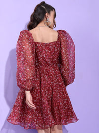 Tokyo Talkies Floral Print A-Line Mini Dress