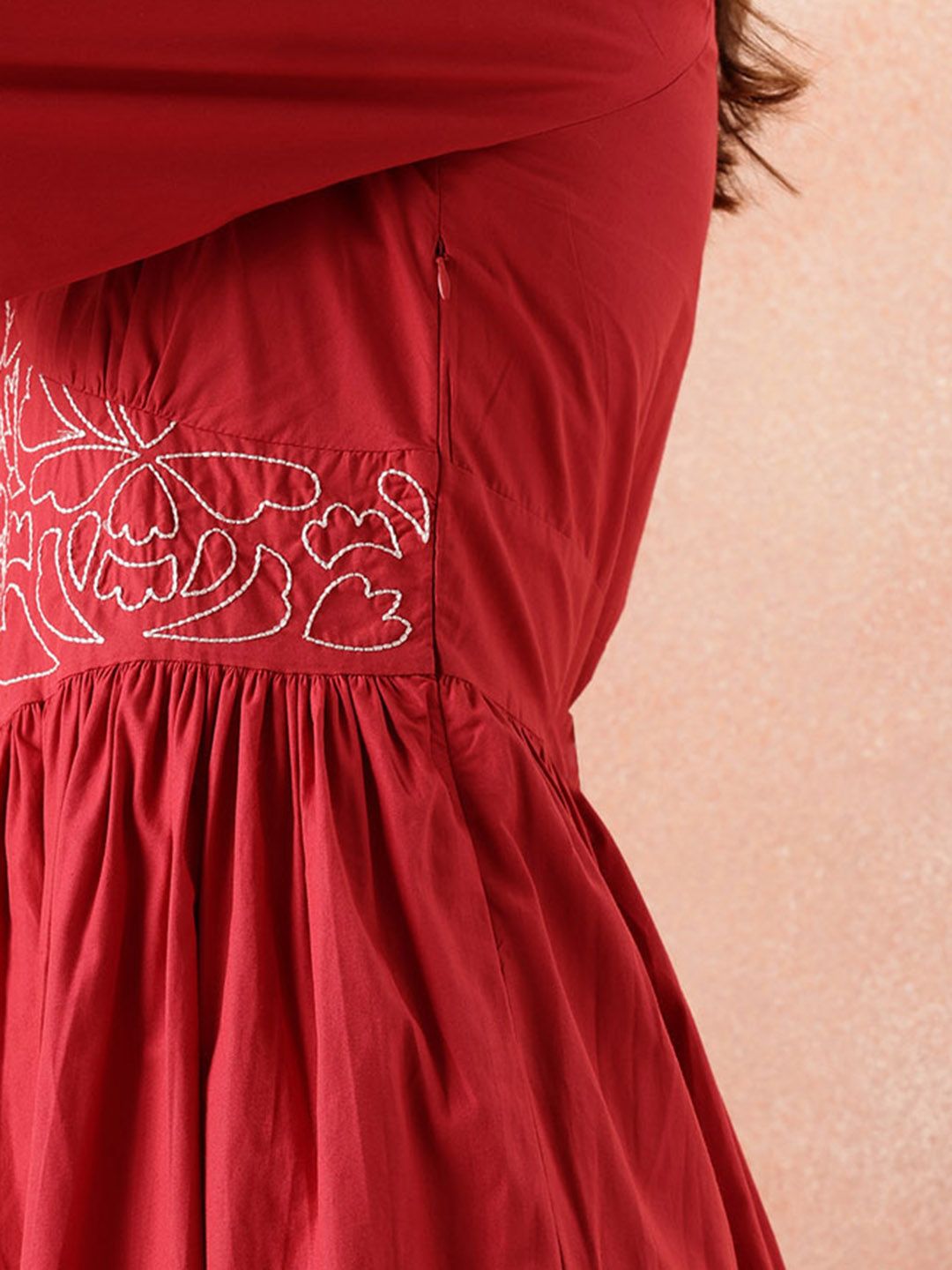 all about you Floral Embroidered Pure Cotton Fit & Flare Dress