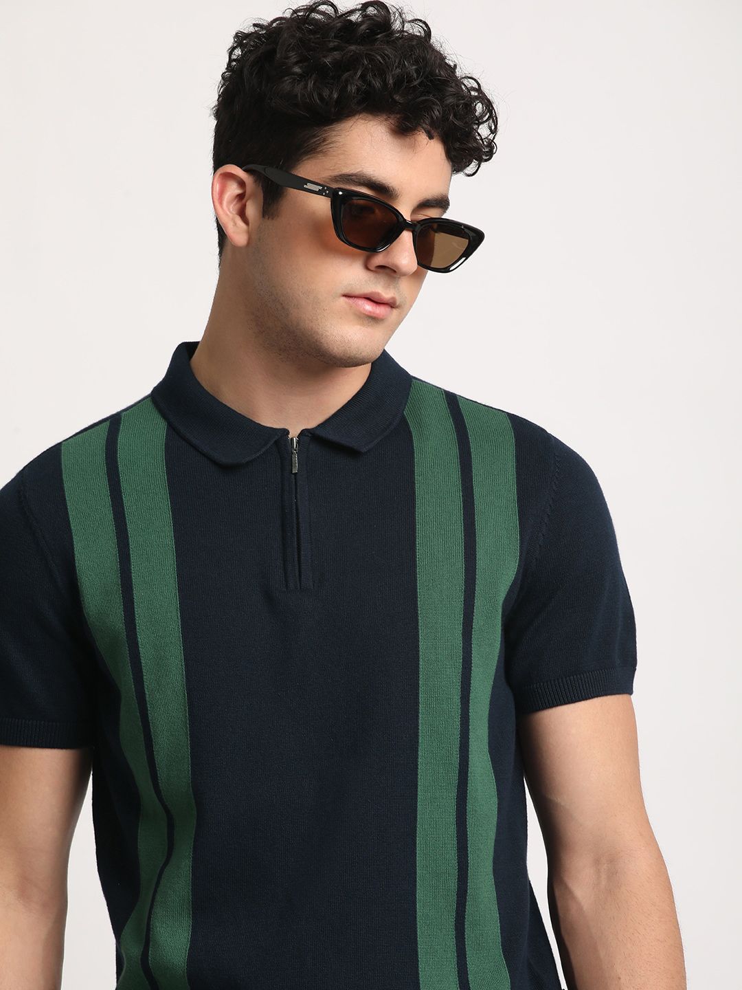 THE BEAR HOUSE Men Striped Regular Fit Cotton Polo Collar T-Shirt