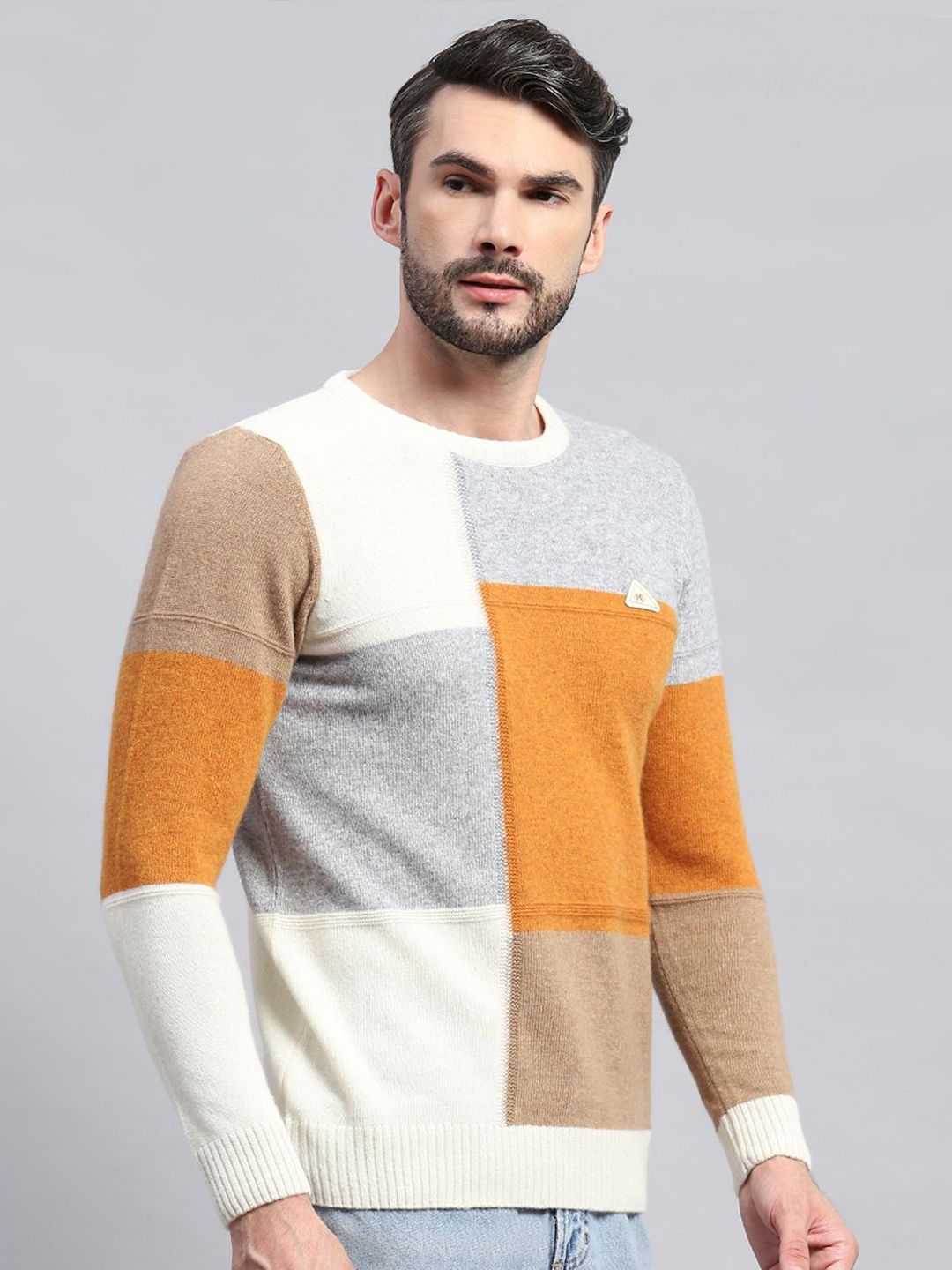Monte Carlo Men Colourblocked Woollen Pullover