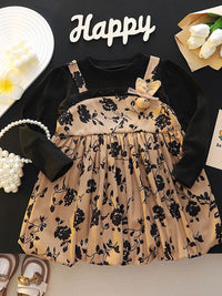 YK Girls Floral Printed A-Line Dress