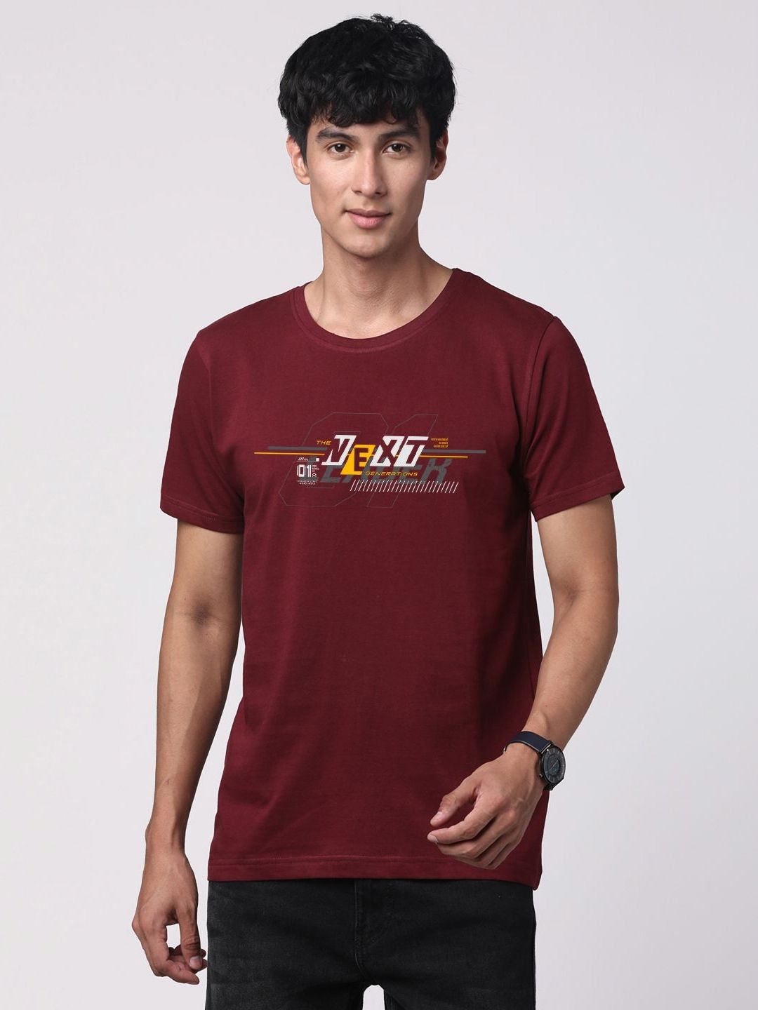 ADRO Men Graphic Printed Round Neck Cotton T-shirt
