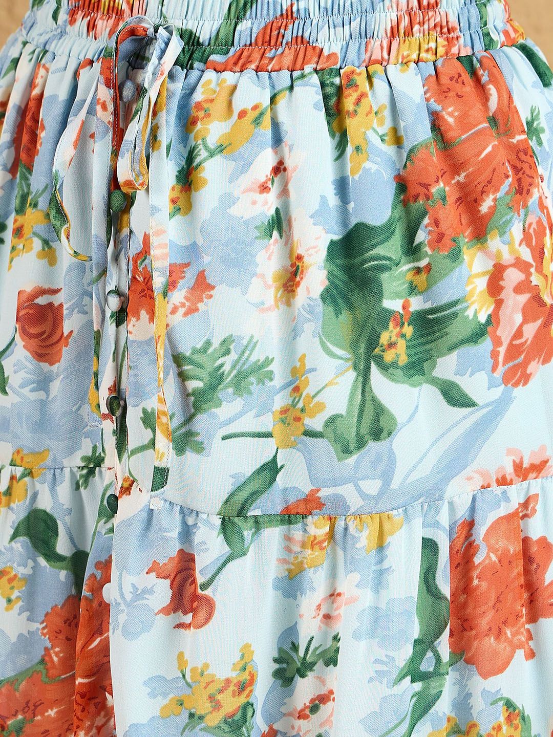 Berrylush Women Printed Tiered Maxi Skirt