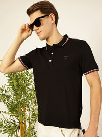 Thomas Scott Men Solid Polo Collar Cotton T-shirt