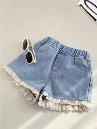 YK Girls Washed Regular Fit Denim Shorts
