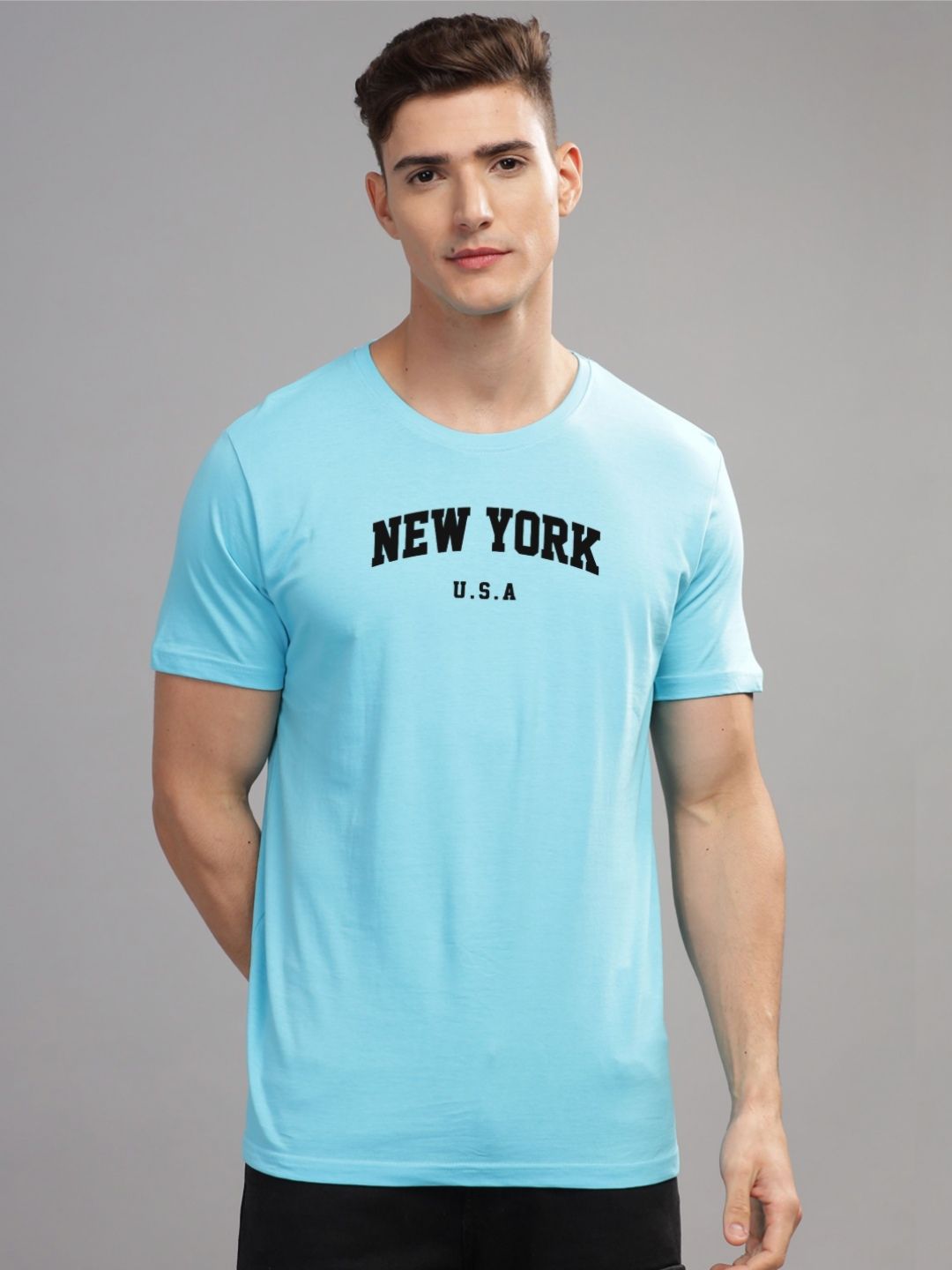 ADRO Men Typography Printed Applique T-shirt