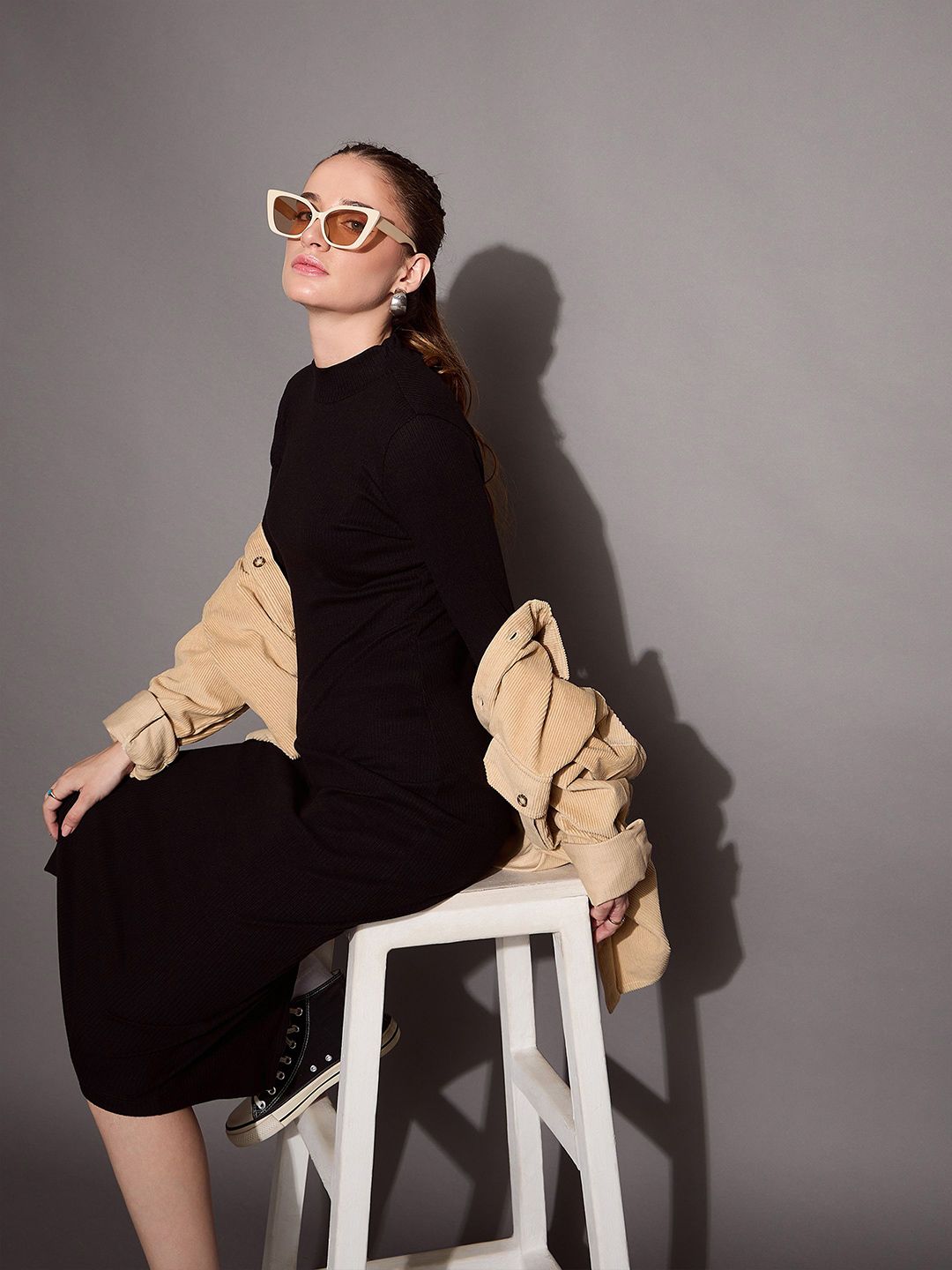 SASSAFRAS BASICS Women Solid Bodycon Dress