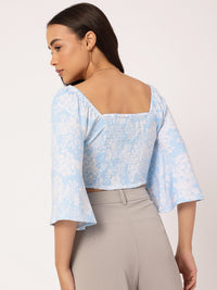 DressBerry Floral Frenzy Printed Smocked Crop Top