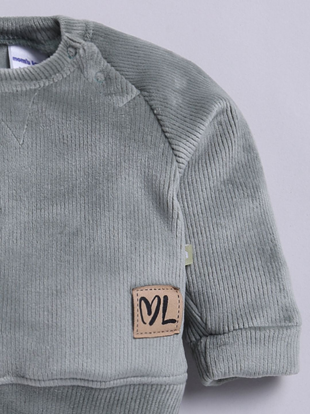 Moms Love Infant Boys Ribbed Velvet-Finish Pure Cotton Sweatshirt With Joggers