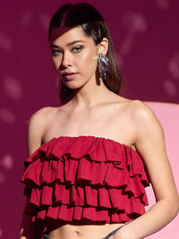 Berrylush Women Ruffles Tube Crop Top