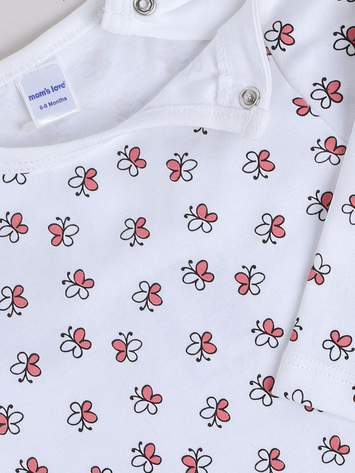 Moms Love Infants Girls Cotton Ruffled Dungarees with T-shirt