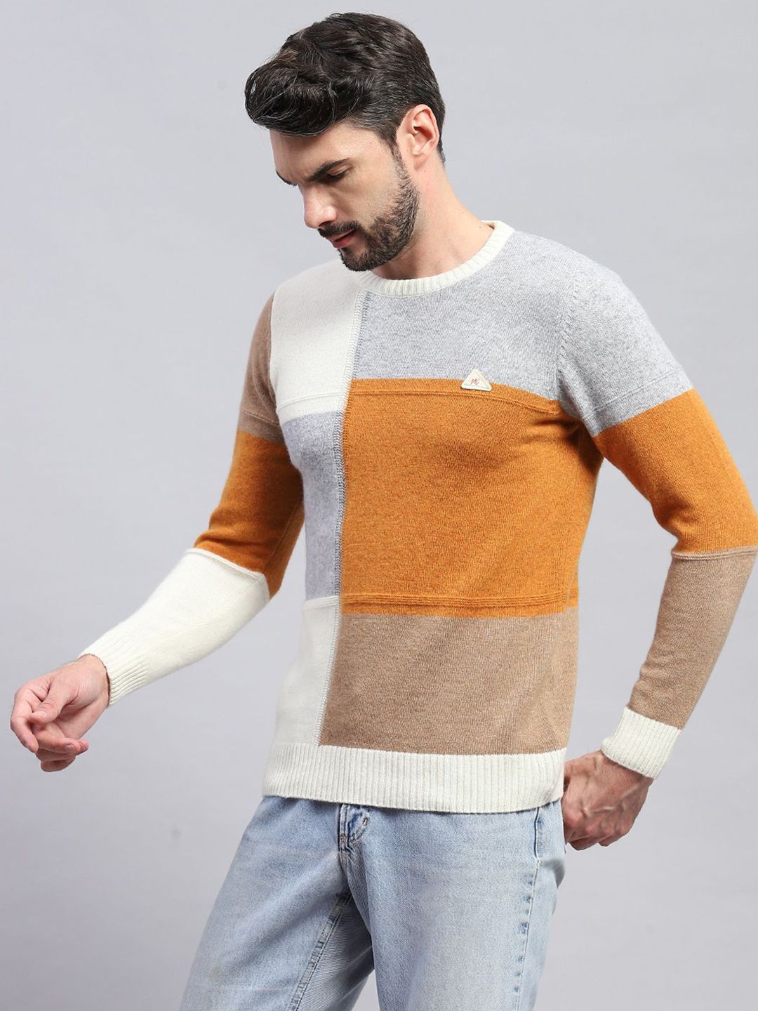 Monte Carlo Men Colourblocked Woollen Pullover
