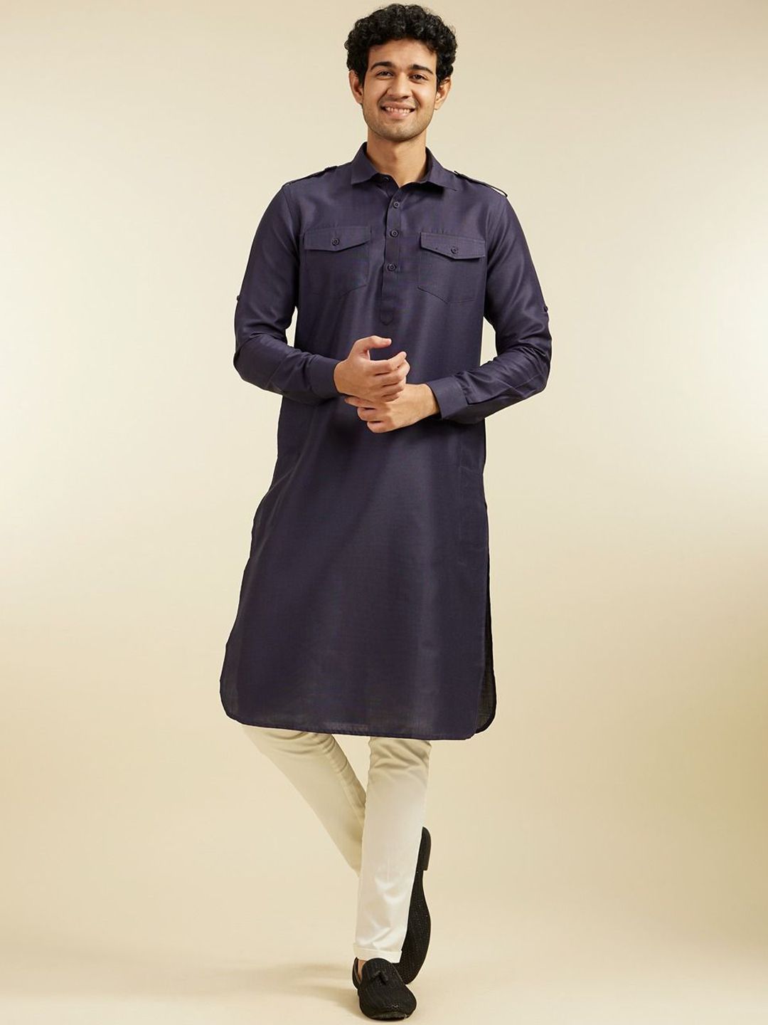 Diwas by Manyavar Shirt Collar Pathani Kurta