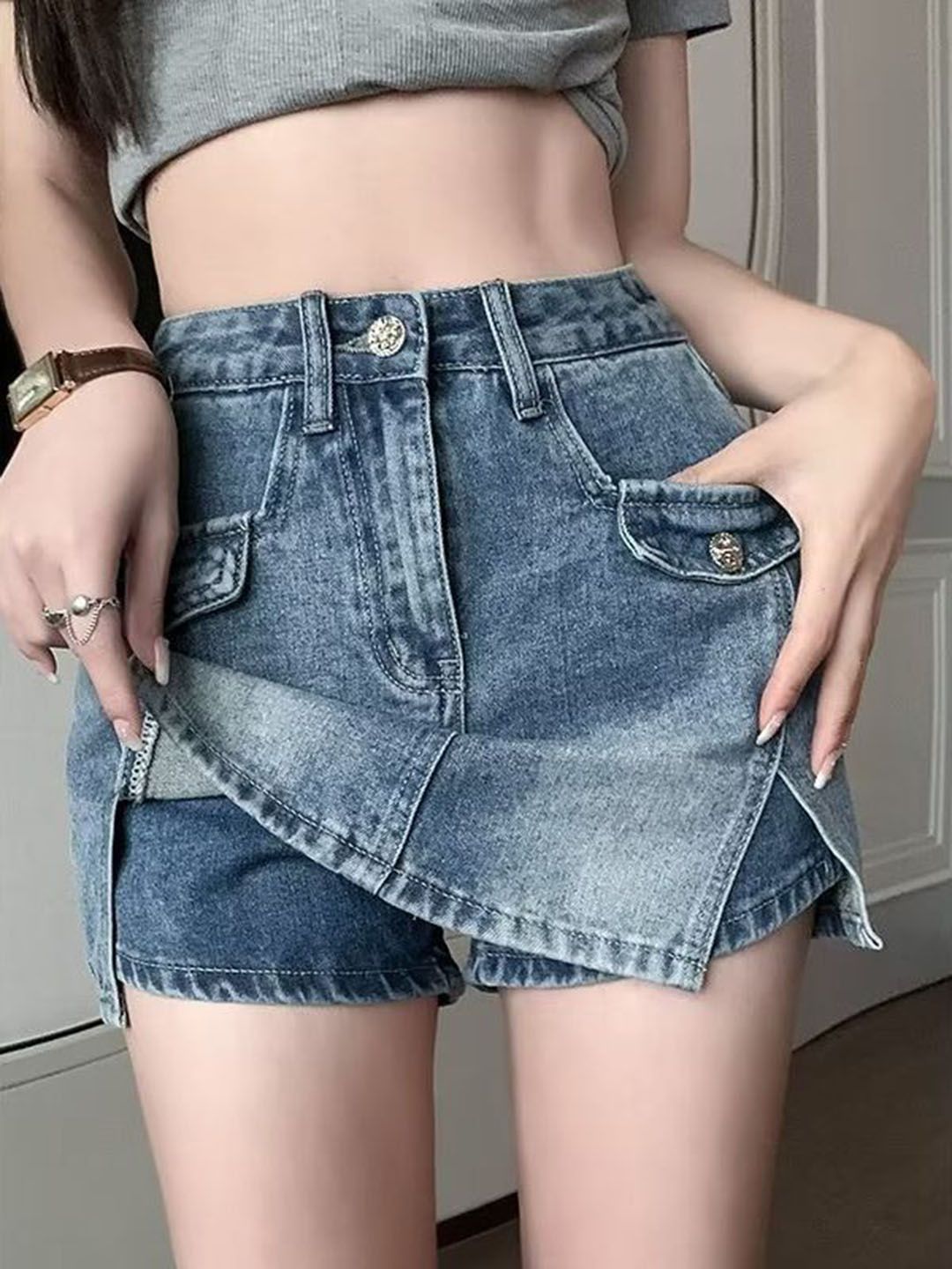 DressBerry Denim A-Line Mini Skort