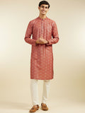 Diwas by Manyavar Geometric Printed Mandarin Collar Cotton Straight Kurta