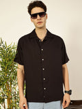 Thomas Scott Men Premium Cuban Collar Solid Oversized Casual Shirt