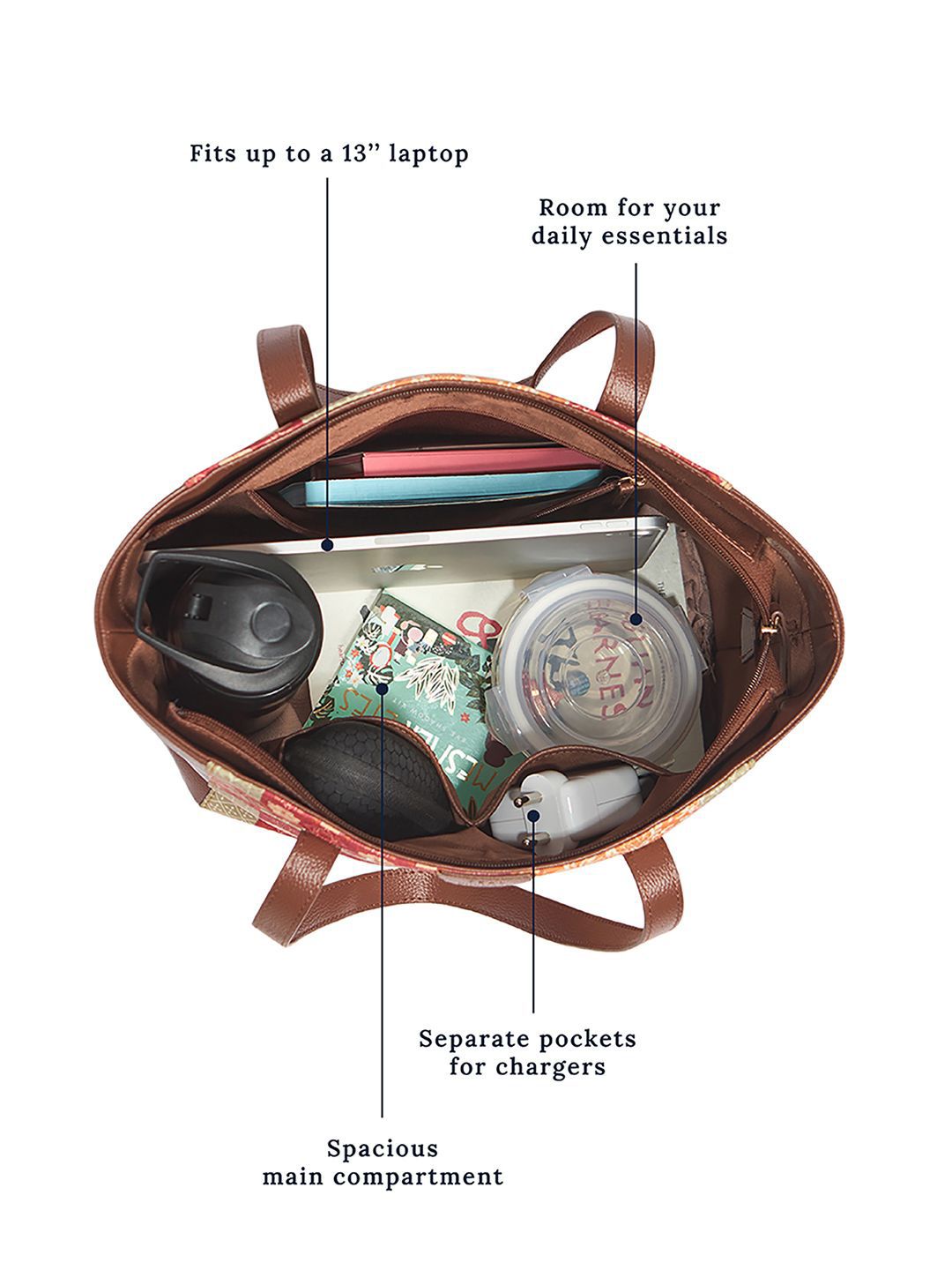 TEAL BY CHUMBAK Beg Tangan Pembeli Bersaiz Besar Bercetak dengan Berjumbai