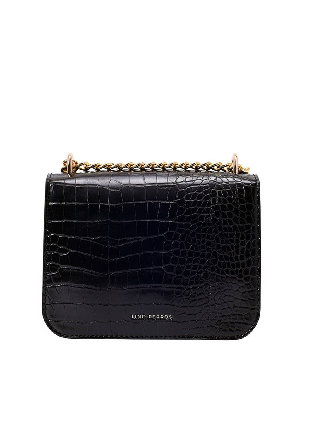 Lino Perros Croc Textured Structured Shoulder Bag