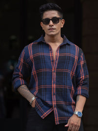 Powerlook Men Spread Collar Tartan Checked Casual Shirt