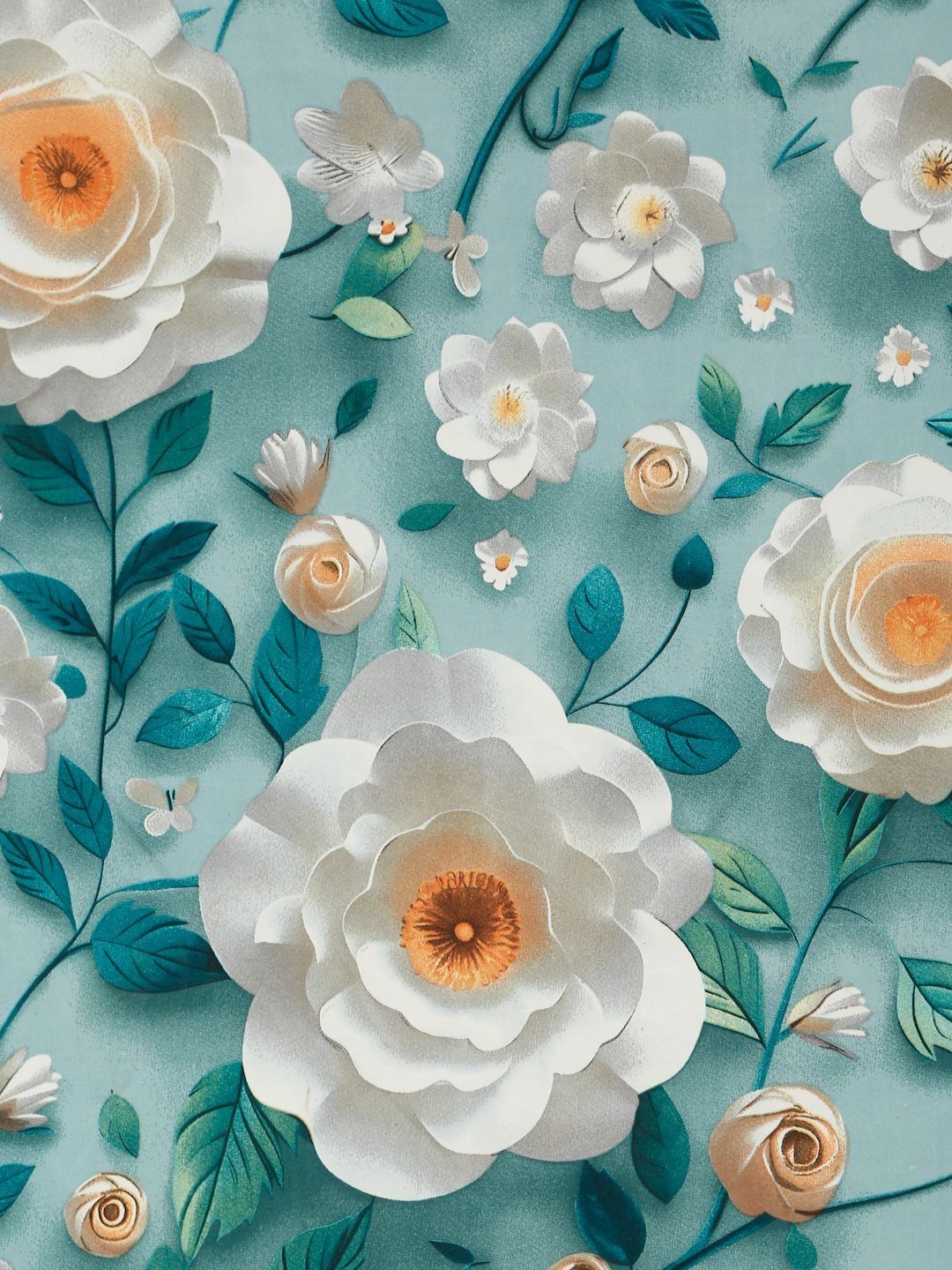 Myntra Elegant Homes Turquoise Blue Floral 300 TC Cadar Tempat Tidur Single dengan 1 Sarung Bantal
