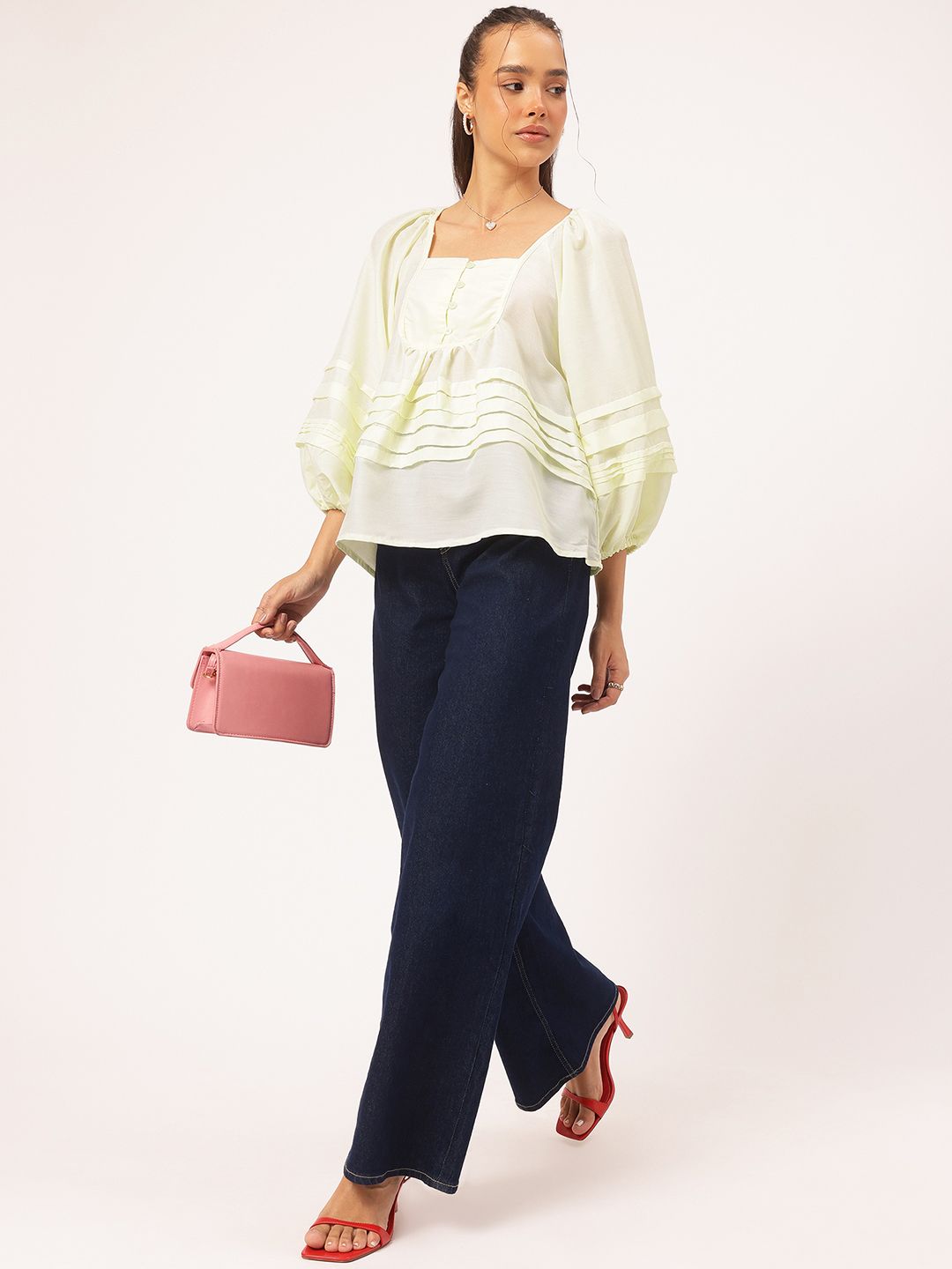 DressBerry Effortless Elegance Pleated A-Line Top