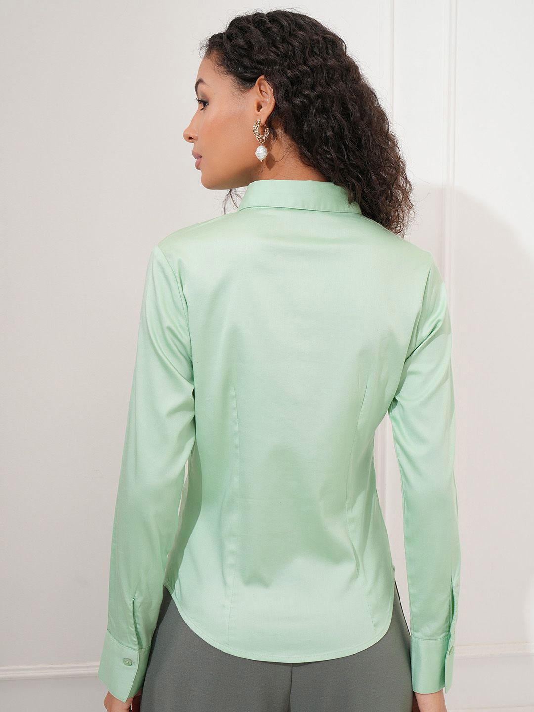 Tokyo Talkies Women Solid Buttondown Satin Shirt