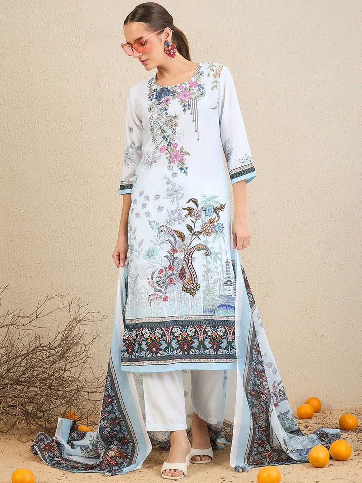 Indo Era Ethnic Motifs Printed Kurta With Trousers & Dupatta