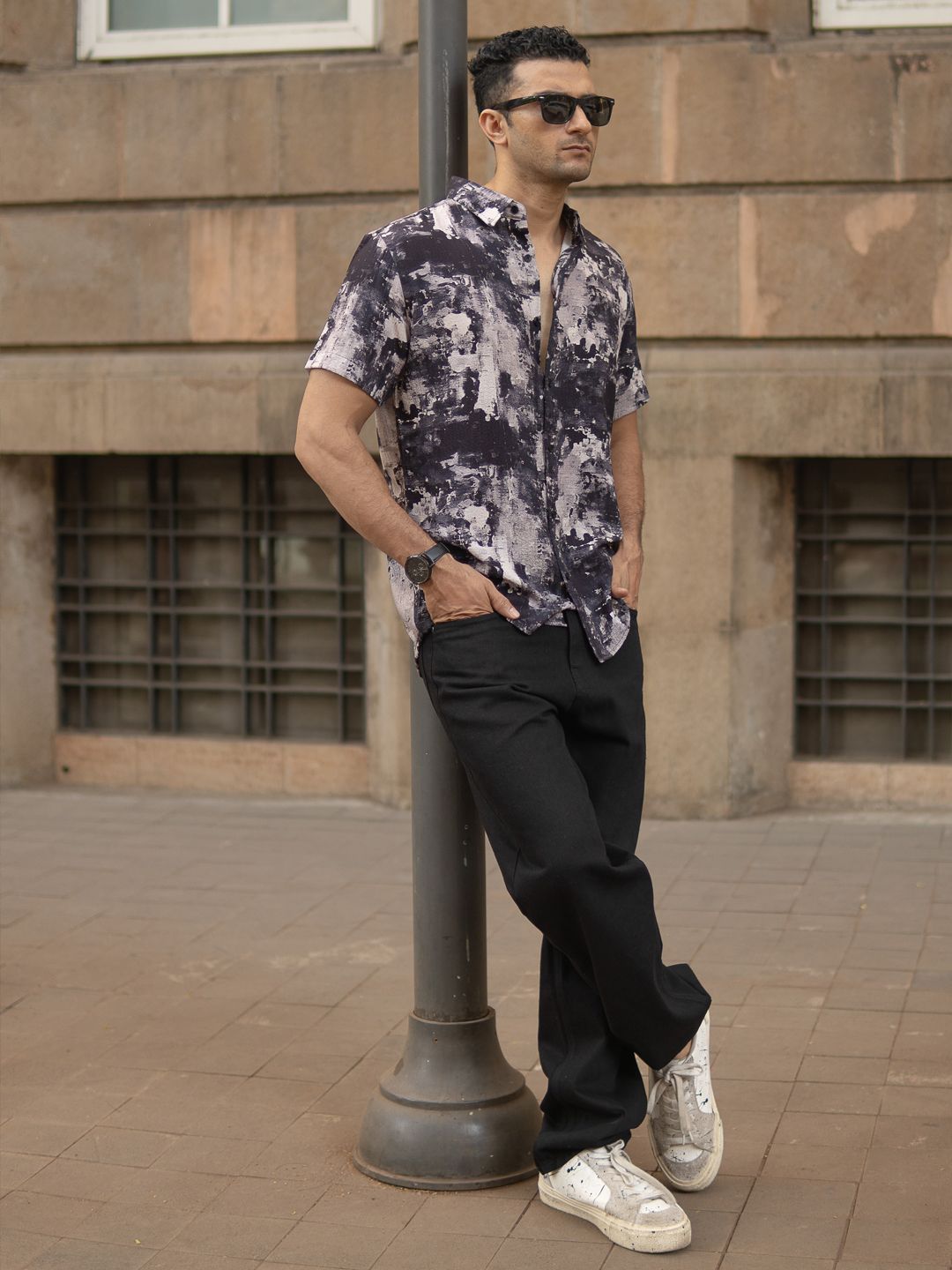 Powerlook Men Abstract Printed Spread Collar Casual Shirt