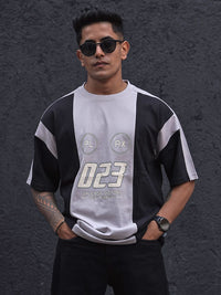 Powerlook Men Typography Colourblocked Drop-Shoulder Sleeves T-shirt