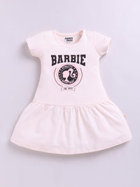 Happy Faces Girls Barbie Printed Pure Cotton Fit & Flare Dress