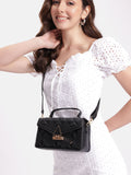 DressBerry Brand Logo Embossed Quilted Satchel