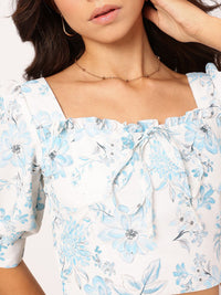 DressBerry Floral Fantasy Ruffle Smocked Crop Top