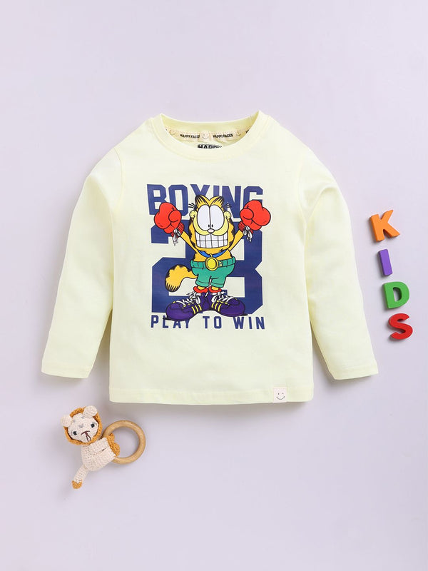 Happy Faces Boys Garfield Printed Pure Cotton T-shirt