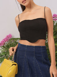 DressBerry Diva Down Strappy Corset Crop Top