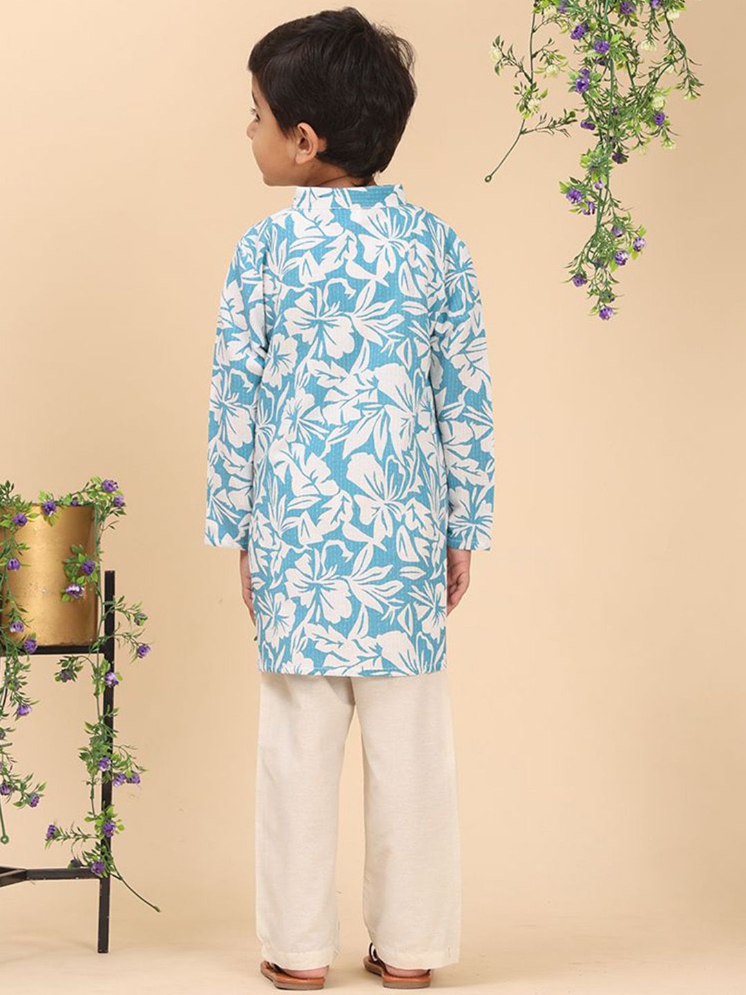Cutiekins Boys Floral Printed Kurta with Pyjama