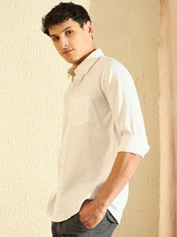 DENNISON Men White Comfort Fit Solid Formal Shirt