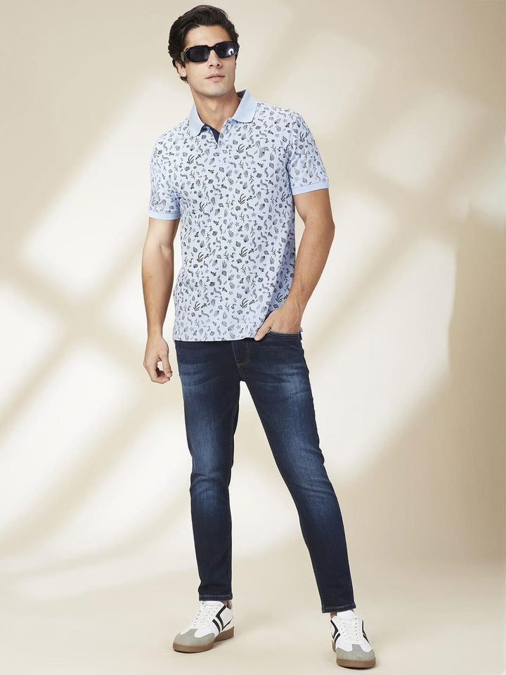 Being Human Men Conversational Printed Polo Collar Cotton Slim Fit T-shirt