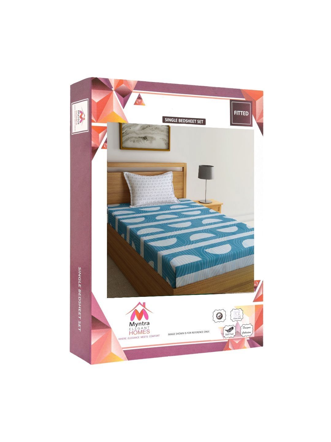 Myntra Elegant Homes Blue Geometric Printed Set Cadar Bujang 300 TC 2.20 m x 1.50 m