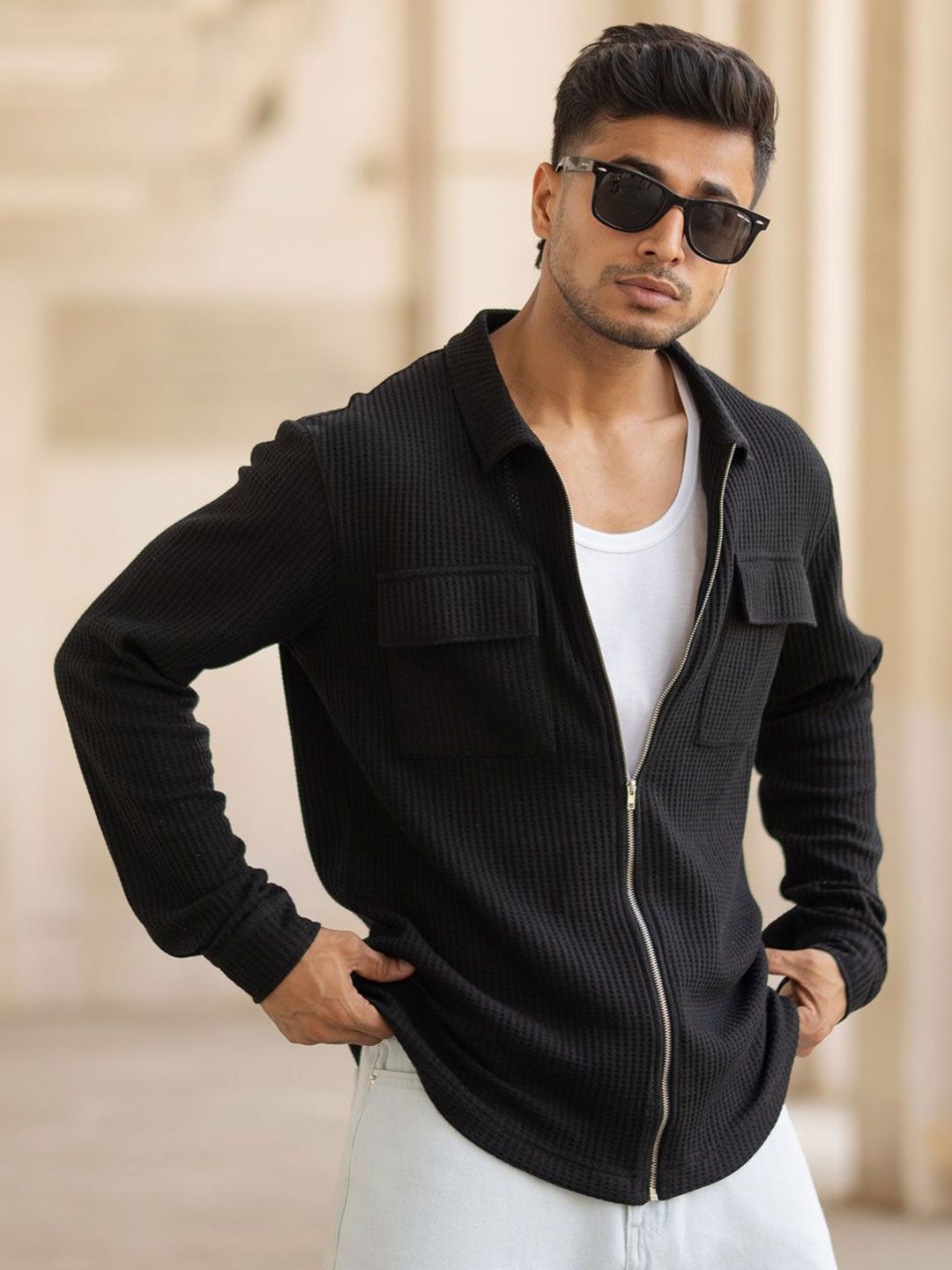 Powerlook Men Spread Collar Vertical Striped Cotton Casual Shirt