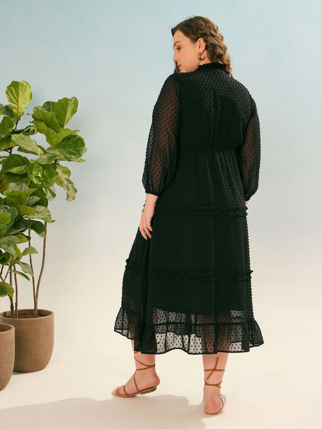 SASSAFRAS Curve Self Design Fit and Flare Midi Dress