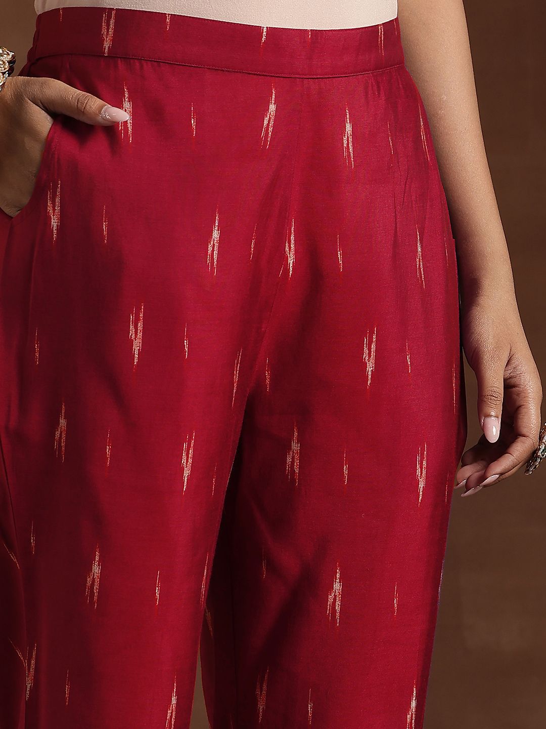 Libas Floral Printed Pleated Mirror Work Anarkali Kurta with Trousers & Dupatta