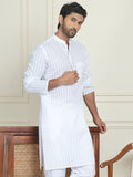 Jompers Striped Mandarin Collar Pure Cotton Straight Kurtas