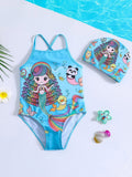 YK Girls Printed Swimwear Bodysuit