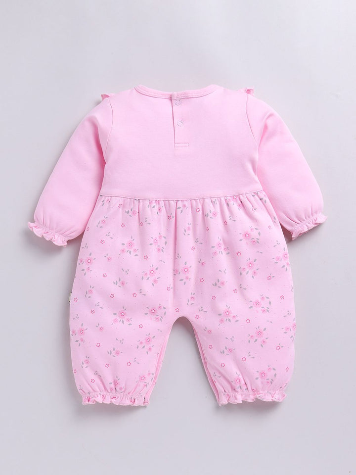 Moms Love Infant Girls Floral Print Pure Cotton Rompers With Ruffle Detail