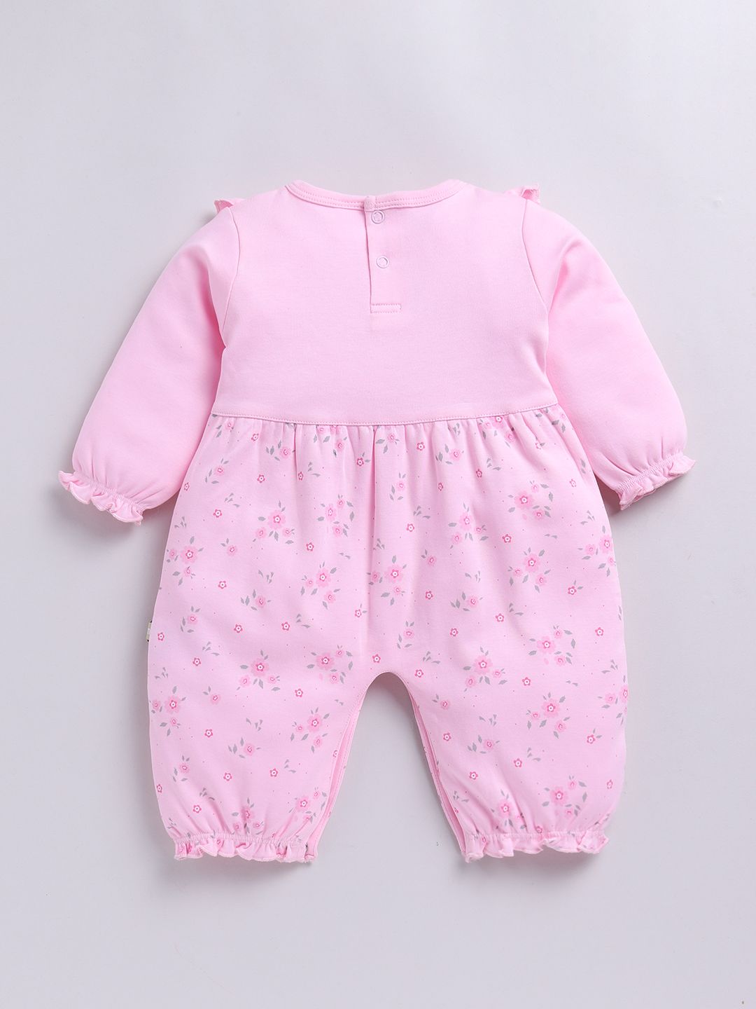 Moms Love Infant Girls Floral Print Pure Cotton Rompers With Ruffle Detail