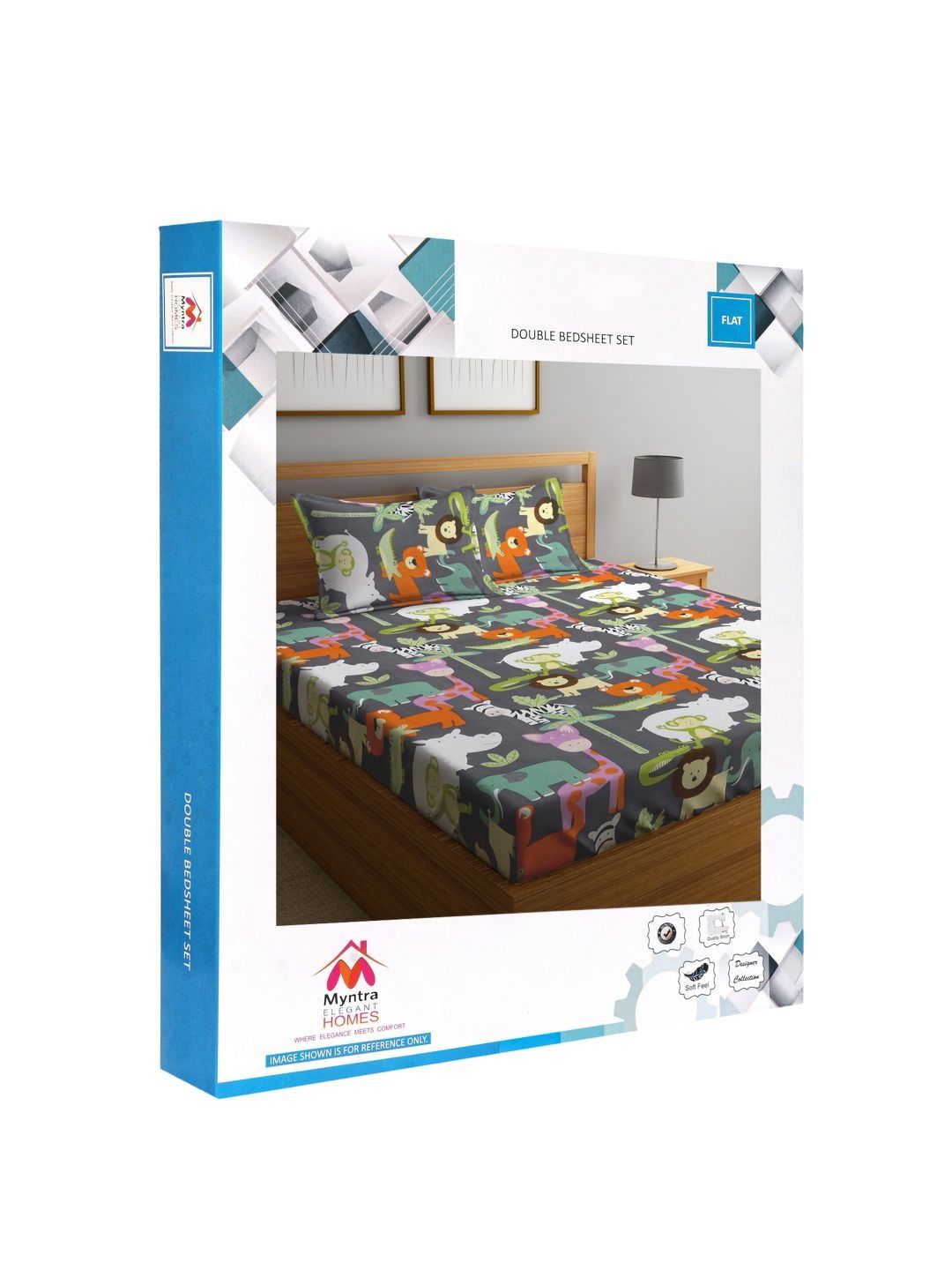 Myntra Elegant Homes Bercetak Kelabu & Putih Set Cadar King 300 TC 2.50 m x 2.20 m