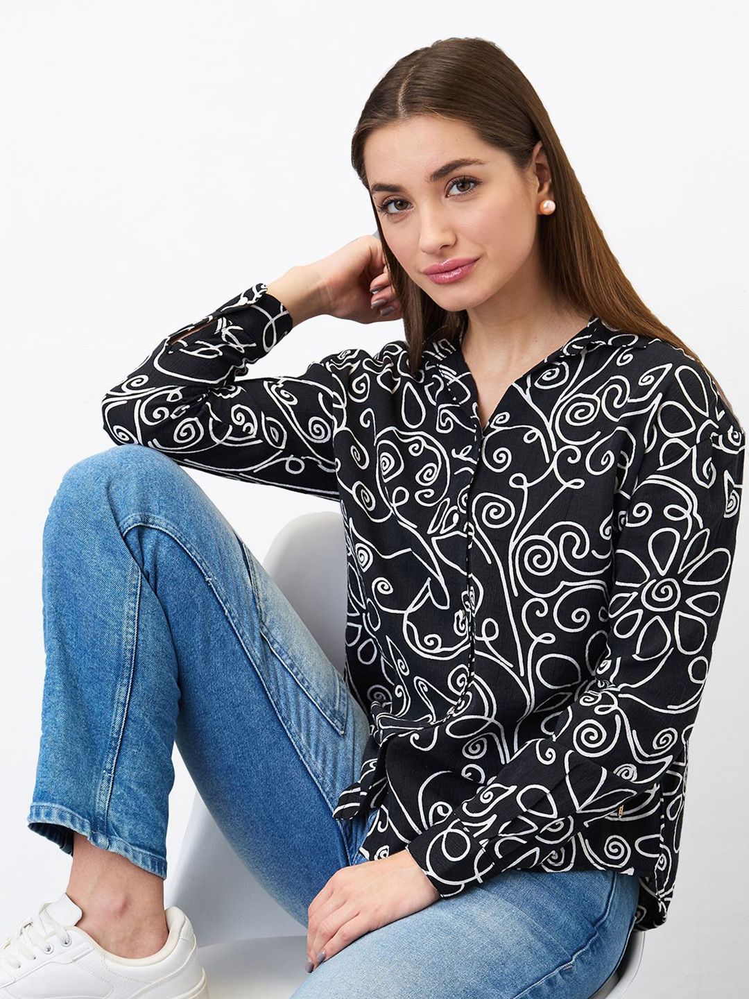 SPYKAR Women Printed Shirt Style Top