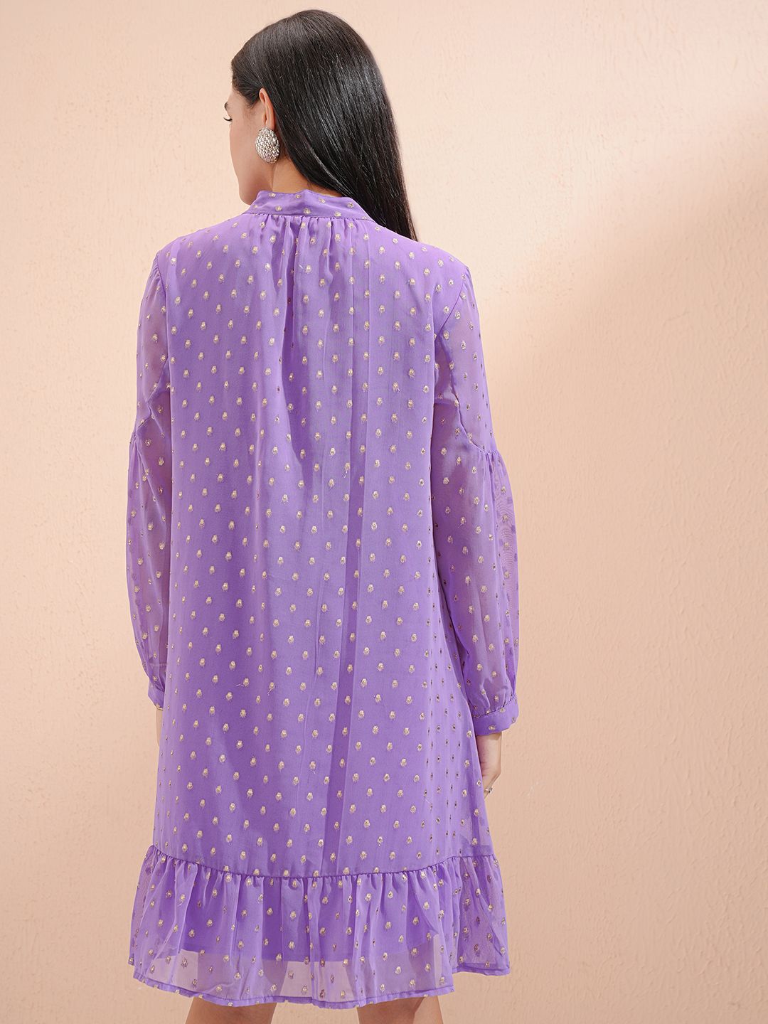 Vishudh Women Ethnic Motifs Tie-Up Neck A-Line Dress