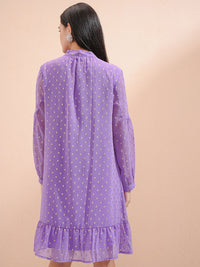 Vishudh Women Ethnic Motifs Tie-Up Neck A-Line Dress