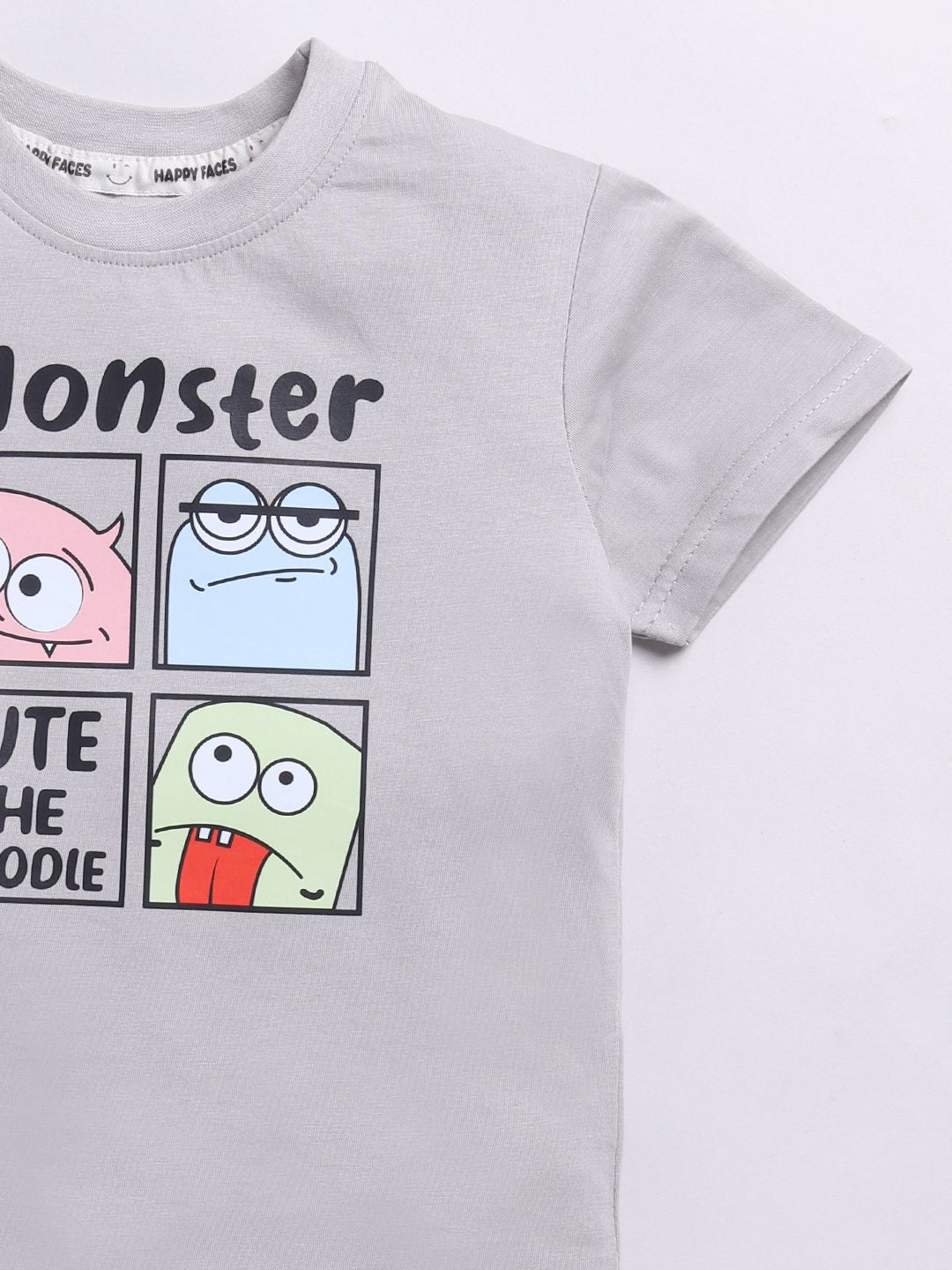 Happy Faces Boys Pure Cotton Typography & Graphic Printed T-shirt